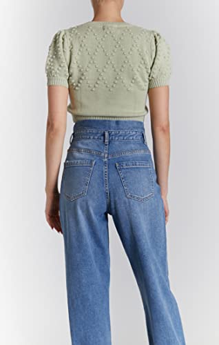 Image of O A T NEW YORK Women's Luxury Clothing Short Sleeve Pull on Cropped Sweater, Comfortable & Stylish