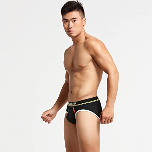 Niceone Men's Jock Strap Underwear Briefs Stretch Letter Printed Patchwork Underwear Shorts Bulging Bag Soft Plus Size Athletic Supporter Jockstrap For Men Underpants Black M #TOP4