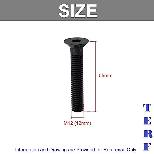 TERF® M12 X 55mm Hex Socket Countersunk Black Machine Screw M12 (12mm) X 55mm Allen Key Bolts Hexagonal Socket Countersunk Machine Screws - Image 3