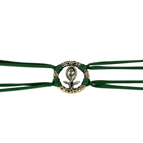 SV SENVAN Viking Belt Women - Forest Green Wrap Corset Belt with Leaf Ring, Adjustable Renaissance for Medieval & Boho Outfits2