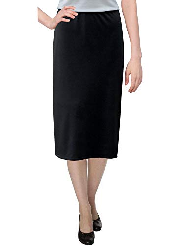 Baby O Women s Basic Modest 26  Below The Knee Length Stretch Knit Straight Skirt (Black - 14)