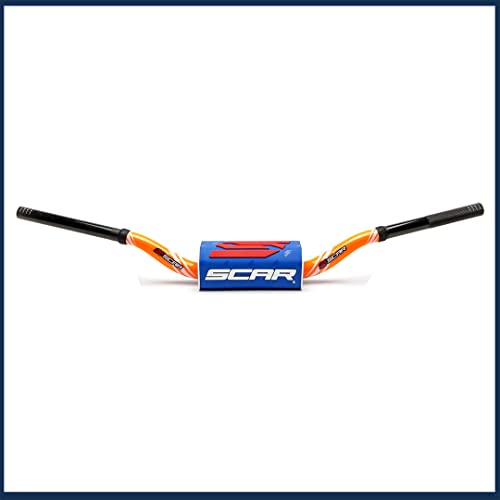 Guidon SCAR O2 28mm motocross sans barre en aluminium haute résistance style bas orange