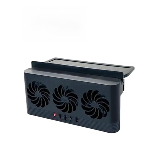 Car Window Fan, Auto Ventilation Fanwith 3 Fans 5000RPM - USB & Solar Dual Power, Customizable Sealing Strips for SUV RV Truck Sedan, Eliminate Smoke Odors (Black)
