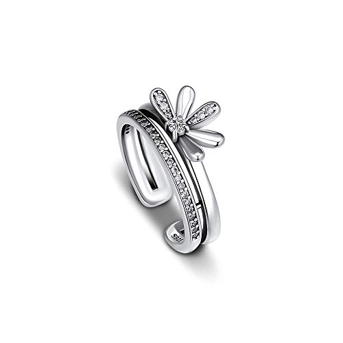 CKK Floral Daisy Silver Ring with 925 Sterling Silver for Young Girl