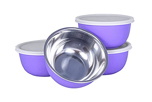 Image of Zaib Microwave Safe Stainless Steel Food Storage Bowl with Lid | Snack Serving Cooked Food Storage Container for Kitchen Capacity- 500 ML Each