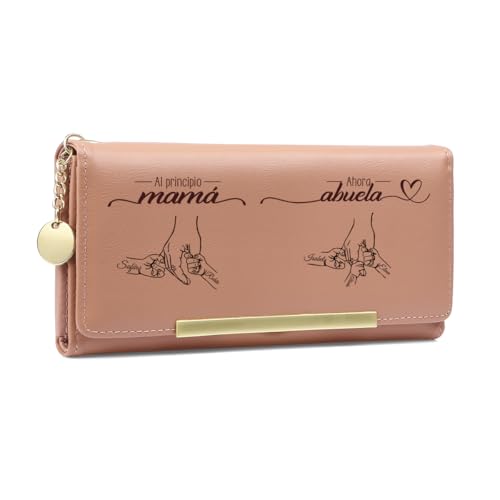 Presentimental Regalo Dia de la Madre Regalo para Mamá Abuela Carteras de Cuero Personalizado para Mujer con Nombre Monedero y Tarjetero Tarjetas (Style 1)