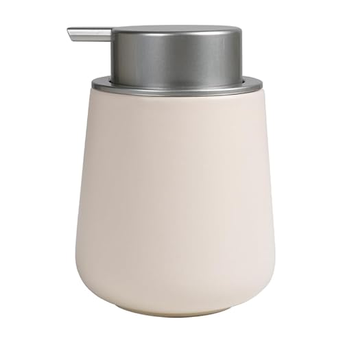 BosilunLife Hand Soap Dispenser - Beige & Grey 12Oz Ceramic Soap Dispenser Bathroom Refillable Liquid Dispenser for Dish Soap with Easy-to-Press Pump Beige and Grey-liquid Ceramic
