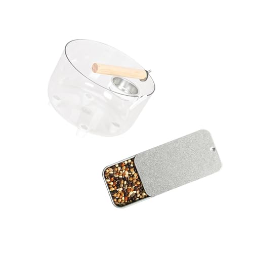 ZYKEJJDDAK Conure   Juego de entrenamiento de plataforma de control de residuos con proveedor de aluminio, soporte de jaula de madera, herramienta de entrenamiento para mascotas y pájaros