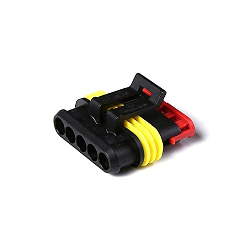 LIANGMEI Qingqing Store 1 Set 5 Pin 282089-1 282107-1 SuperSeal Impermeable Conector Auteléctrico Hombre Hombre o Mujer Tyco AMPERIO Enchufe (Color : Black, Package : 1 Set of Female) Cover