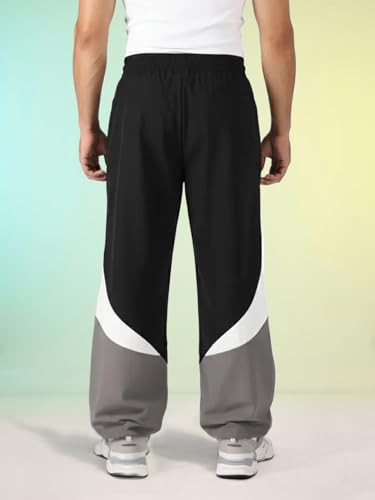 Image of CHKOKKO Men's Nylon Track Pants with Colorblock Design | Lightweight Breathable Sports Pant | Relaxed Fit Activewear for Workout, Training & Everyday Comfort