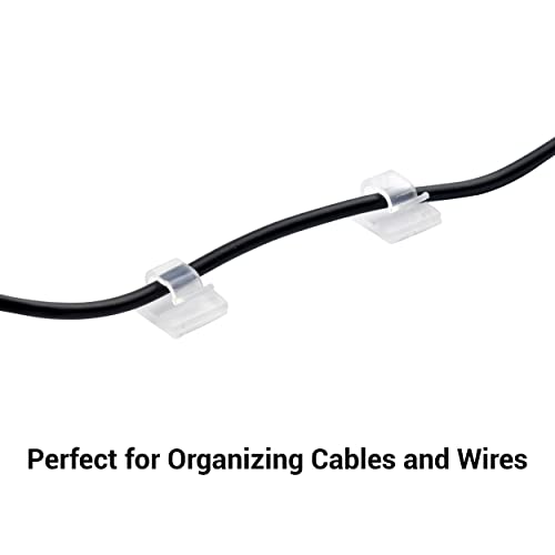 100 Piezas Clips para Cable Auto-adherentes Transparente Organizador de Cables Mini Clips para Oficina y Hogar miniatura 5