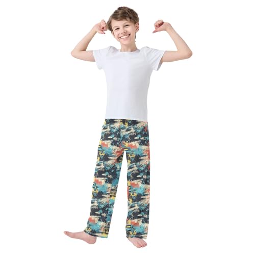 Pajama Bottoms, Colorful Doodle Monster Truck Pajamas Pant Lounge Wear Sleep Long Pants Casual Sleepwear PJS2