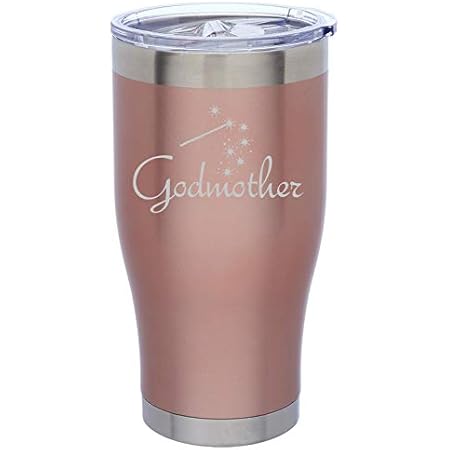 Rose Gold Double Wall Vacuum Insulated Stainless Steel Tumbler Travel Mug Godmother (24 oz)