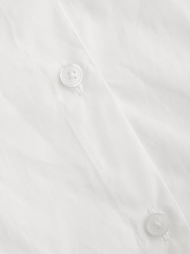 CIDER Long Sleeve Shirts Women Polo Neck Striped Button Down Waist Cinching Cotton Woven Shirt2