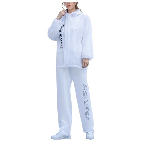 YOSUWOAI Combinaison de pluie pour homme - Imperméable - Vêtement de pluie - Vêtement de pluie - Veste coupe-vent en PVC - Pour la randonnée, le camping, la moto, O blanc., XXL