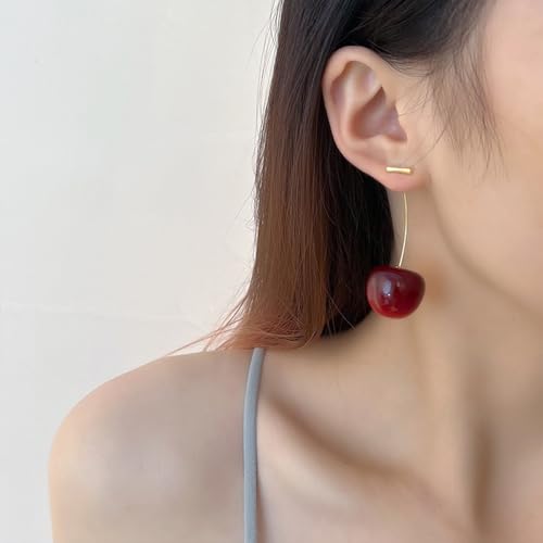 Cherry Earrings for Women Fun Fruit Drop Dangle Earrings Cute 3D Red Jewelry Unique Fruit Charm Jewelry for Women2