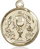 14kt Gold Filled Communion Chalice Pendant on a 24 inch Gold Filled Light Curb Chain.