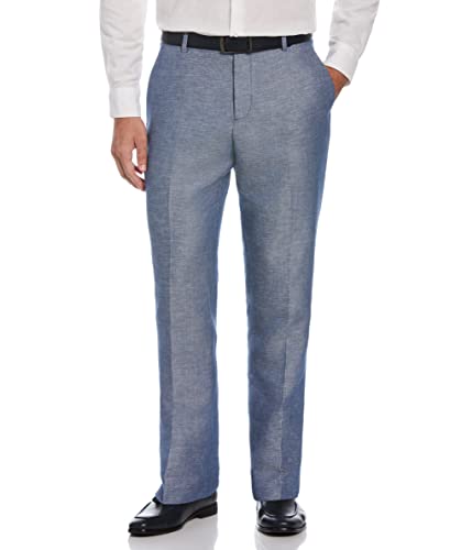 Perry Ellis Portfolio Essentials Men's Linen Blend Dress Pants, Durable Solid Twill, Modern Fit,...