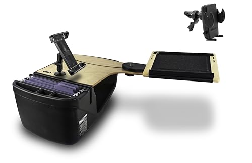 Bureau mobile arrière gauche AutoExec en bouleau avec supports