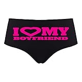 Sexy Girl Rock I Love My Boyfriend Booty Shorts – Flirty Cotton Panties for Women Who Love to Show Off Black
