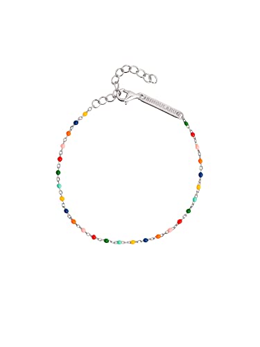 SINGULARU - Pulsera Dots Colors Enamel Plata - Pulsera Bolitas Esmaltadas de Colores en Plata de Ley 925 con Baño de Rodio - Largo de cadena 18.5 cm - Joyas para Mujer