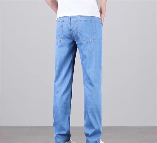Men's Business Jeans Stretch Straight Denim Pants Thin Casual Cotton Trousers Regular Fit Male4