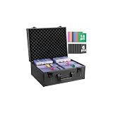 OEODAJ Top Loader Storage Box, Trading Card Case for Sports Cards, Fits 3' x 4' 35PT Hard Sleeves with 18 Color Separators & 6 Foam Dividers, Card Box Holders 610+ Top Loaders, 140+ Magnetic Holder