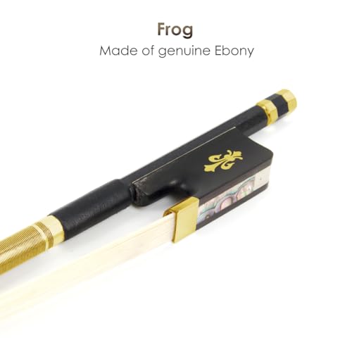 Image of Kmise Carbon Fiber Violin Bows: Lightweight Violin Bow 4 /4, Anti-Deformation Full Size Fiddle Bow, Ultra-Stretchy Horse Hair, Gift for Professional, Beginner, Adults, Kids Violins Practice (Black)