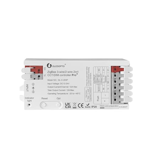 GLEDOPTO ZigBee 3.0 Pro + WWCW 2 in 1 CCT Dimmer LED Strip Light Controller 12A Max H/ue Alexa Homey Tuya Smart Life APP Control