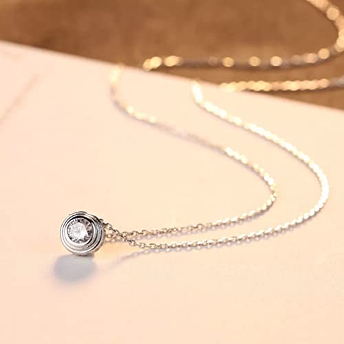Pendant rond cubique collier transparent 1 carat et sa chaîne de boîtes
