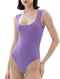 PUMIEY Square Neck Bodysuit for women Sleeveless Body Suits Women Clothing Summer Tops, Orchid Medium