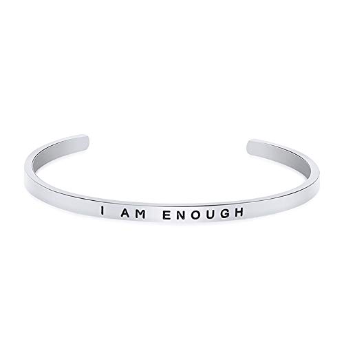 NewChiChi Bracciali Ispirati, Bracciale Rigido Regolabile da 4MM con Cinturino in Acciaio Inossidabile Inciso con Gioielli Motivazionali per Donne e Uomini