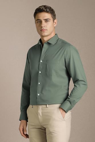 Image of Louis Philippe Men's Regular Fit Easy to Iron Everyday wear Premium Cotton Full Sleeve Solid Formal Shirt