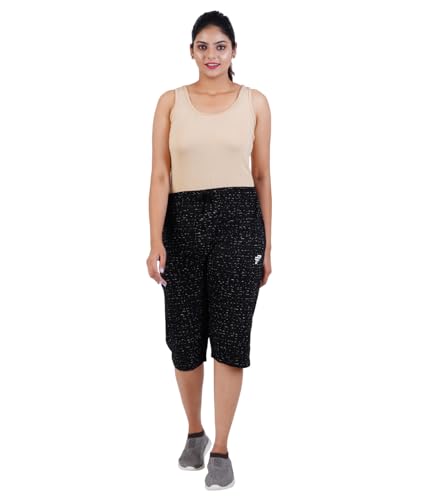 Image of FEEL TRACK Women Cotton Regular Fit Printed Capri (Pack of 1)