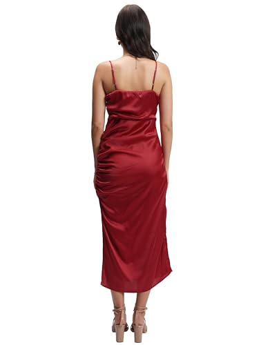 Image of Tokyo Talkies Women's Elegant Shoulder Strap Ruched Sheath Dress | Flattering Short Silhouette for a Chic Look