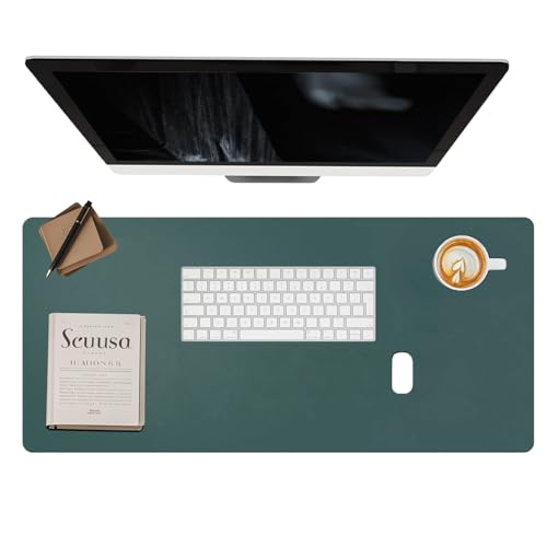 60×30 cm Schreibtischunterlage Laptops Leder PVC Tischunterlage Rutschfestes Wildleder Mauspad Schreibblock Schöne Farbe Glatt Leicht zu Reinigen Home Office (Pfauengrün)
