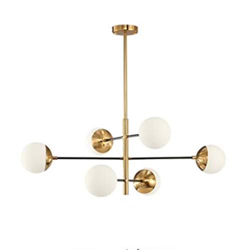 Chandelier E27 Nordic Magic Bean en verre noir et or à 6 têtes pour salon