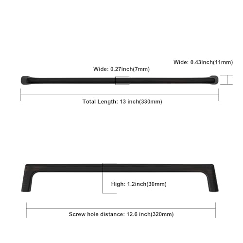 Image of 9BUILD 6 Pack Oil Rubbed Bronze Cabinet Pulls - 12.6 Inch Wardrobe & Cabinet Handles - Bronze Kitchen & Drawer Handle