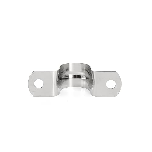 Image of 25 PCS M20 304 Stainless Steel Rigid Pipe Strap Two Hole Cable Strap u Bracket Pipe Clamps Heavy Duty Pipe Fasten Holder for Tube, Pipe or Wire Cord Installation (25, 20MM（3 /4 inch ）)