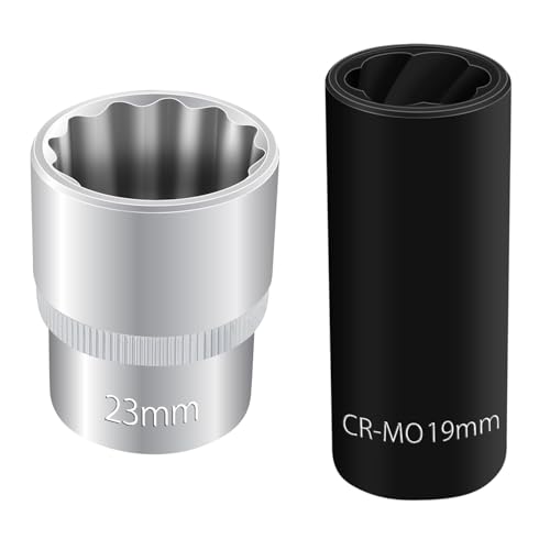 1/2" Dr 12Pt 23mm Spline Socket &amp; 19mm Twist Lug Nut Socket for BMW