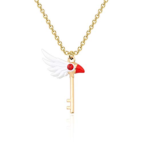 FAADBUK Anime Card Captor Sakura Jewelry Kinomoto Sakura Star Wand Necklace Card Captor Sakura Keychain Card Captor Sakura Lover Gift (Sakura Star NK -S)