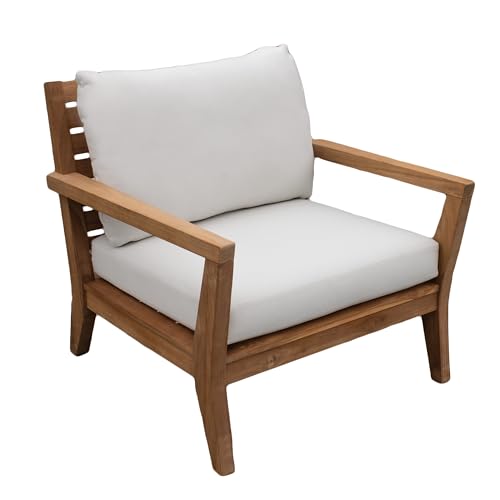 Image of Tommy Bahama Sunbrella Fabric 1-Piece Outdoor Knife Edge Deep Seat Lounge Chair Seat and Back Cushion Set, Bamboo Bay Bone