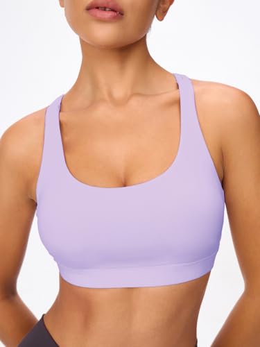 Image of Women's Strappy Sports Bras Light Compression Crop Criss Cross Back Padded Workout Yoga Bra Supportive U Neckline