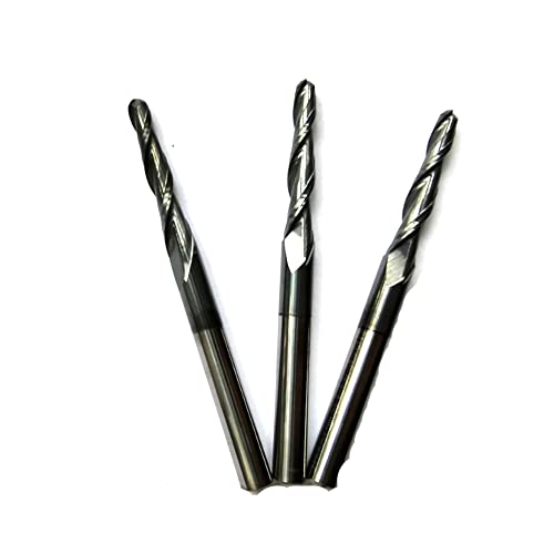 Image of 3pcs / Package JERRAY CNC Carving 1.88 Deg Tapered Angle Ball Tip Radius=2.0mm X 6mm Shank Tungsten Solid Carbide HRC55 with TiAIN Coated Router Bits