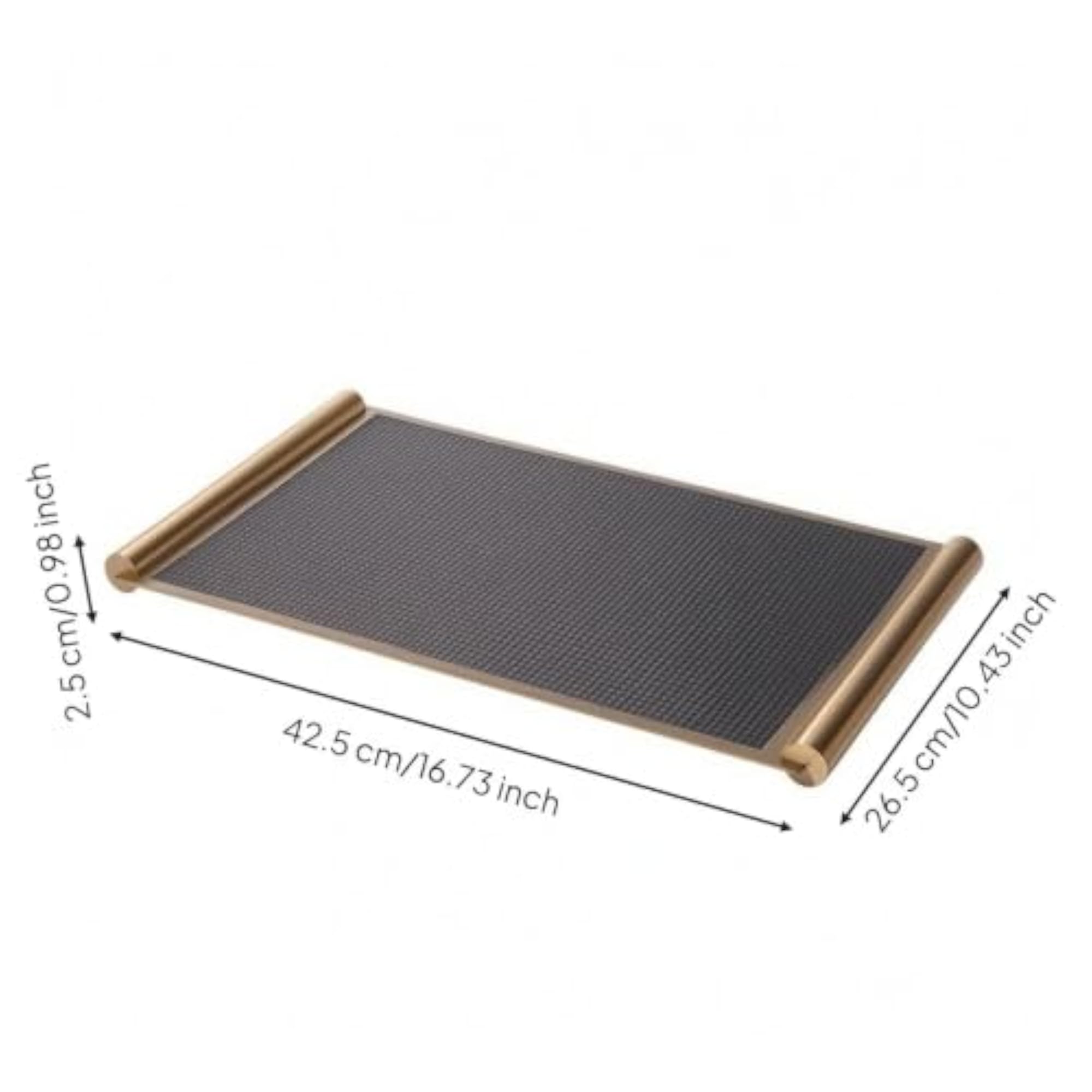 Textured Rectangular Leather Tray with Metal Frame