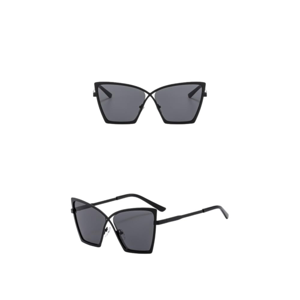Gafas de sol cuadradas de gran tamaño y modernas para mujer, con montura de mariposa, estilo vintage de metal.