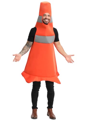 Seasons Construction Cone Costume for Man, Funny Traffic Cone Halloween Costume for Adult2