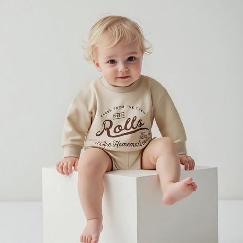 luethbiezx Infant Baby Boys Girls Thanksgiving Outfit Rolls are Homemade Long Sleeve Sweatshirt Romper Fall Clothes3