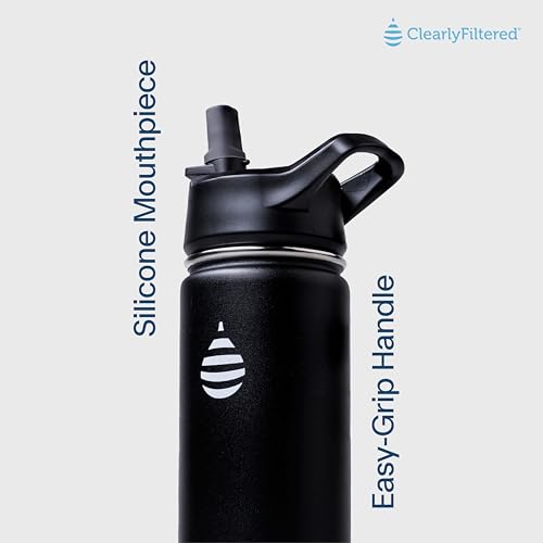 Clearly Filtered 20oz Water Bottle/Targets 220+ Contaminants/Double-Wall Insulated Stainless Steel Filtered Water Bottle BPA/BPS-Free Phthalate-Free Filters Fluoride Lead Chlorine (White)