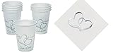 50 Two Hearts Wedding Cups + 50 Matching Two Hearts Cocktail Napkins